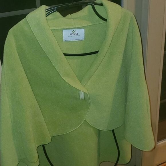 Janka Polartek Mint Green Unique Button Sz OS Jacket Shawl Cape WHEELCHAIR USE‎ - Picture 2 of 10